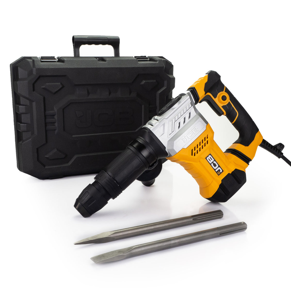 JCB 1300W 15J SDS Max Demolition Hammer and Chisel, Anti-Vibration Handle & 3m Power Cable | 21-DH1300