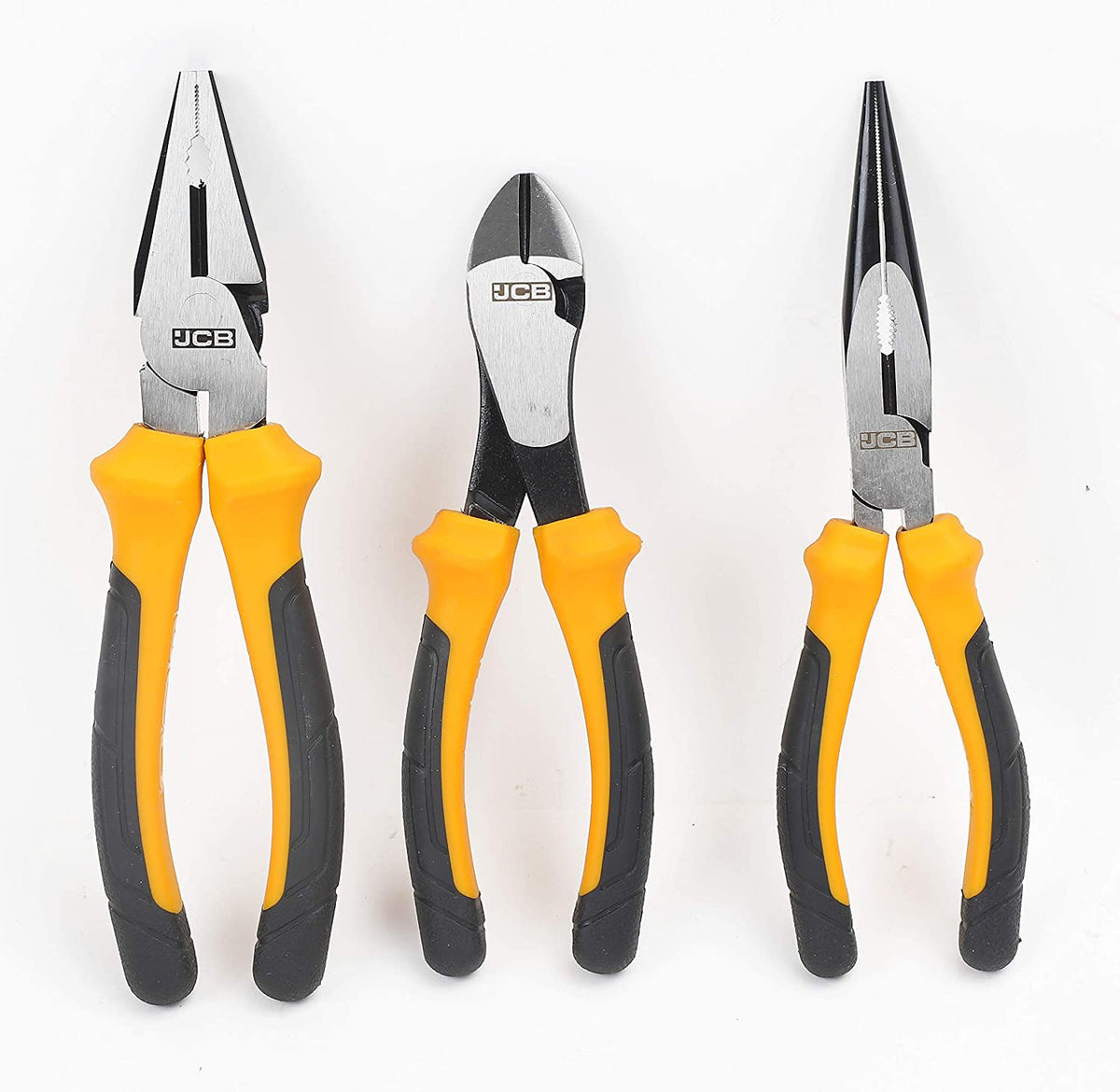 JCB Tools 3 Piece Plier Set, Heavy-Duty Steel Hand Tools | JCB-3PC-PL
