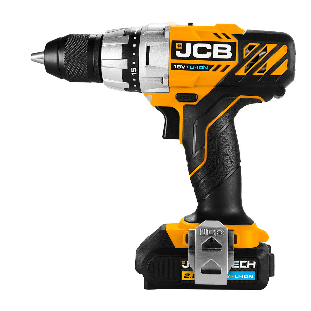 JCB 18V DRILL DRIVER WITH 4.0AH LITHIUM-ION BATTERY AND 2.4A CHARGER | JCB-18DD-4XB - Side on