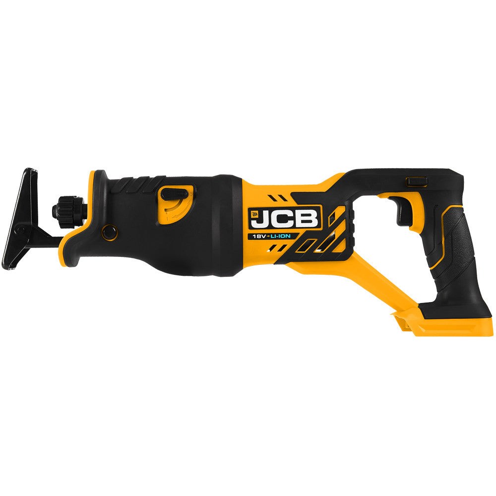 JCB 18V RECIPROCATING SAW WITH 2.0AH BATTERY AND 2.4A CHARGER | 21-18RS-2X - Side on