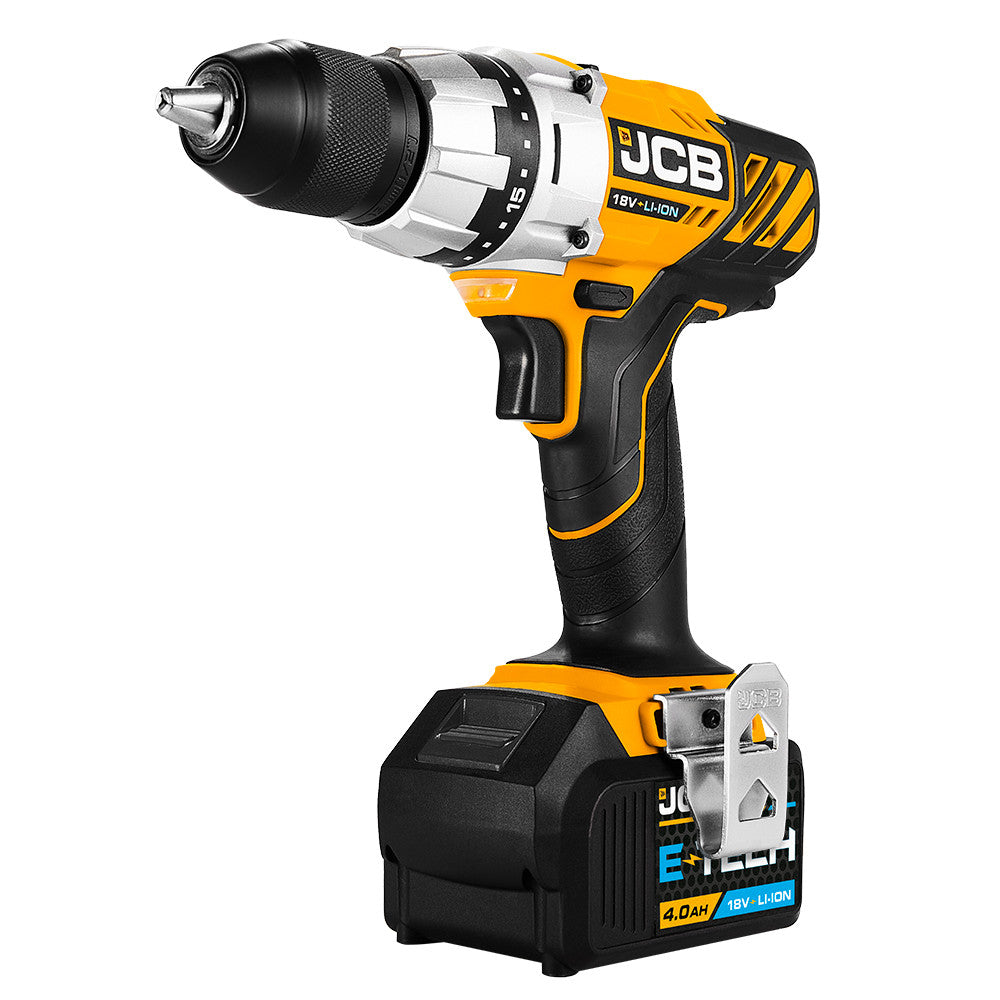 JCB 18V Cordless Impact and Drill Driver Twinpack, 2X Li-ion Batteries with Inspection Light In W-BOXX 136 Power Tool Case | JCB-18TPK-4IL