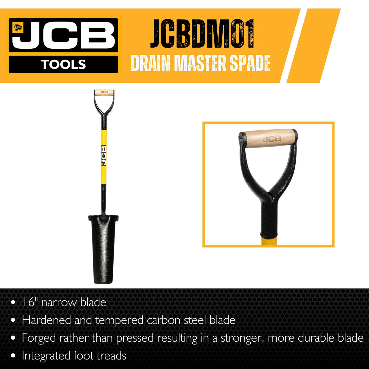 JCB Professional Solid Forged Grafting Spade (Newcastle Style) – Drain Master | JCBDM01