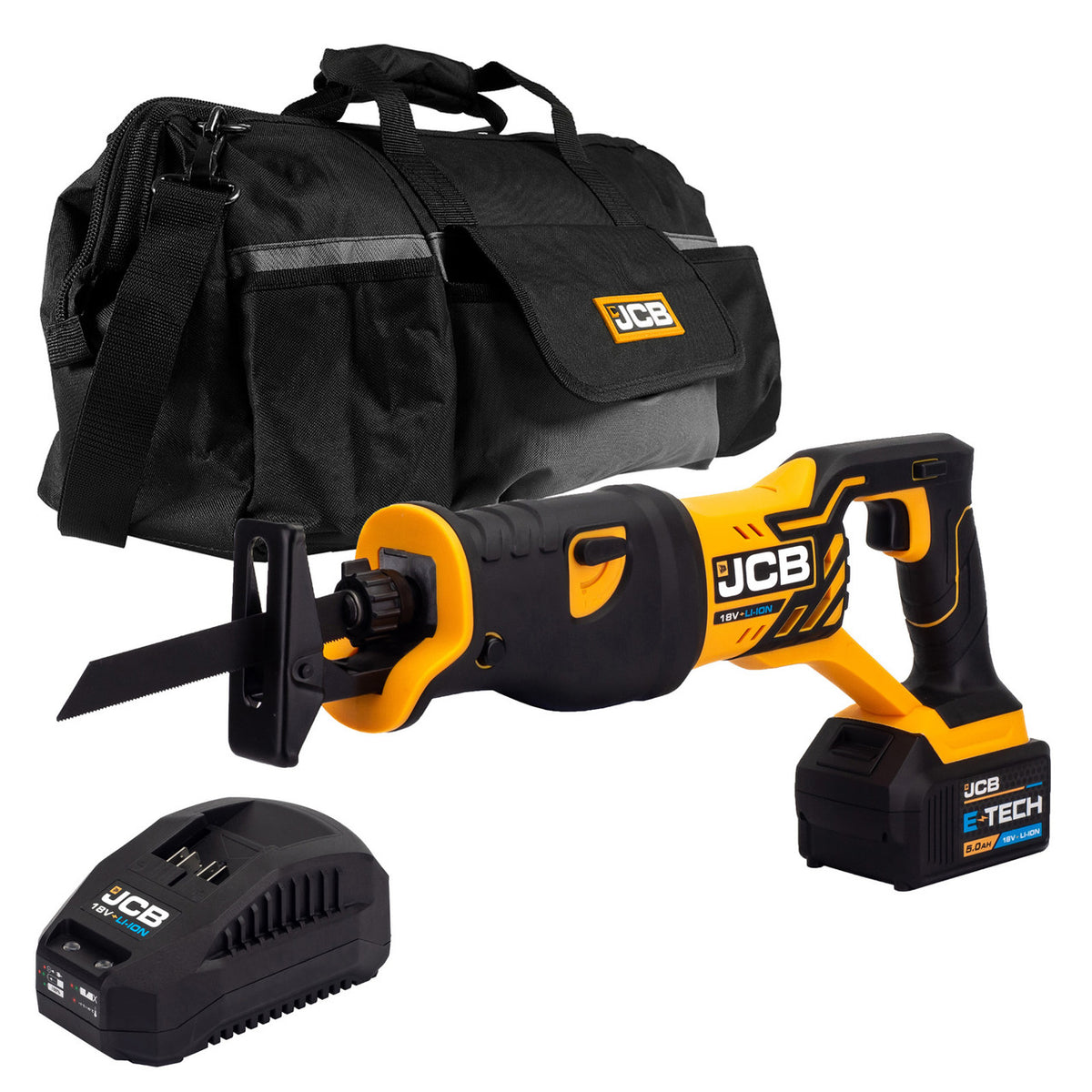 JCB 18V Recip 1x5.0Ah Lithium-Ion Battery and charger in 20" kit bag | 21-18RS-5X-BG