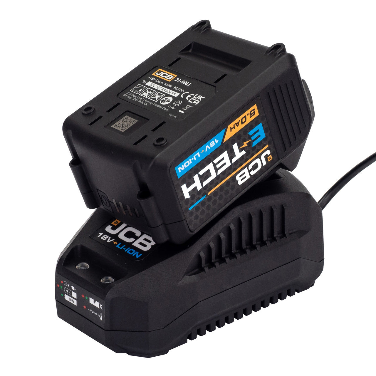 JCB 18V B/L Combi Drill B/L SDS Kit 2x 5.0ah super fast charger in 20" Kit Bag | 21-18BLTPKSDS-5