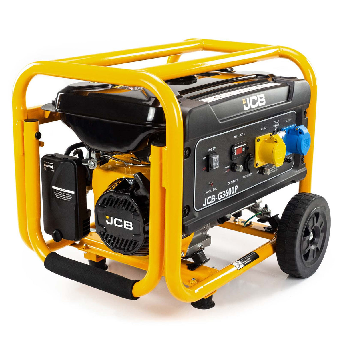 JCB 3.6kW / 4.5kVA Petrol Site Generator 115V / 230V 7.5hp 224cc JCB Engine, Recoil Pull Start| JCB-G3600P