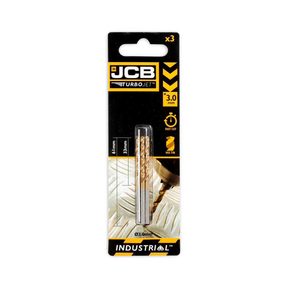 JCB 3 x 61mm 7 Point HSS Drill Bit Set, Set of 3 TurboJet | 5055803318680