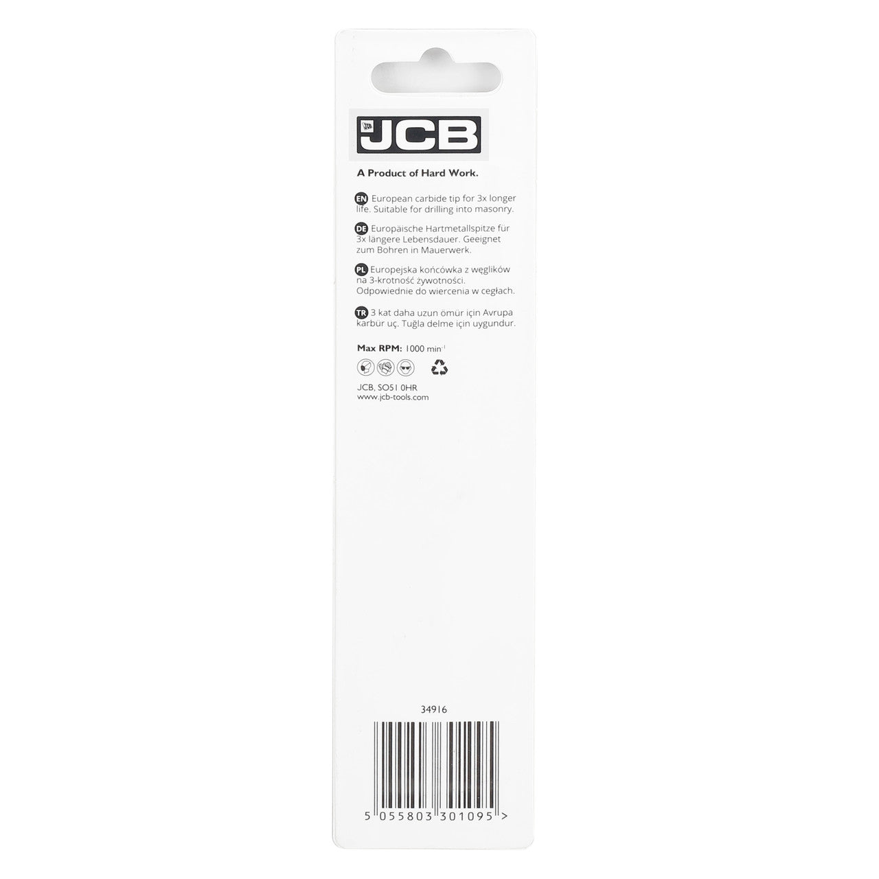 JCB Masonry Drill Bit 12 x 150 mm | 5055803301095
