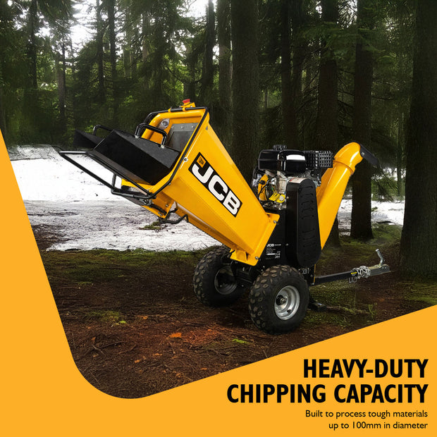 JCB 100mm /4” Heavy-duty Petrol Wood Chipper 7.5hp, 224cc 4-Stroke ...
