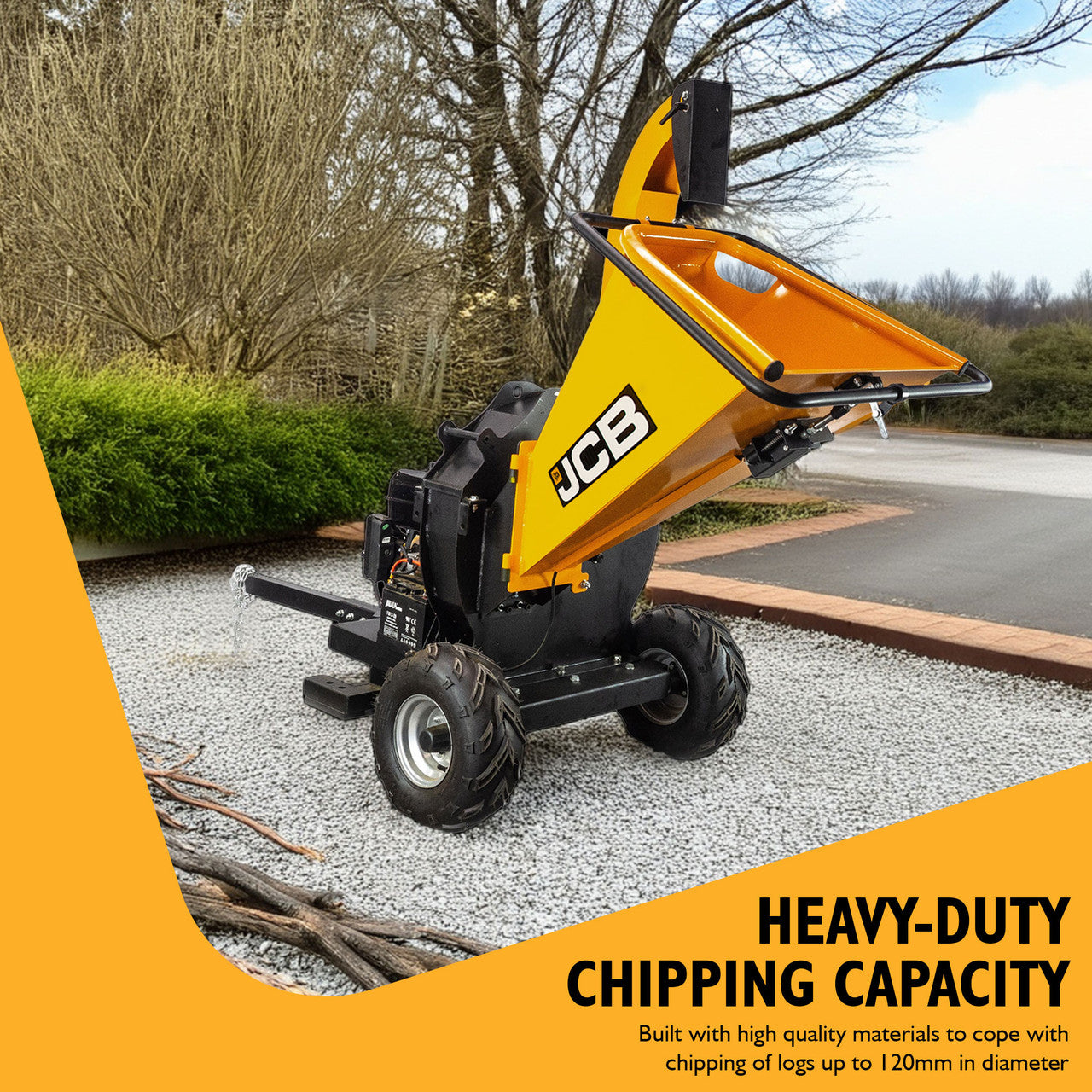 Heavy-Duty Chipping Capacity - Built with high-quality materials to cope with chipping of logs up to 120mm in diameter