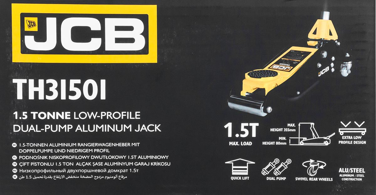 JCB 1.5 Tonne Low-Profile, Double-Pump, Aluminium Racing Jack | JCB-TH31501