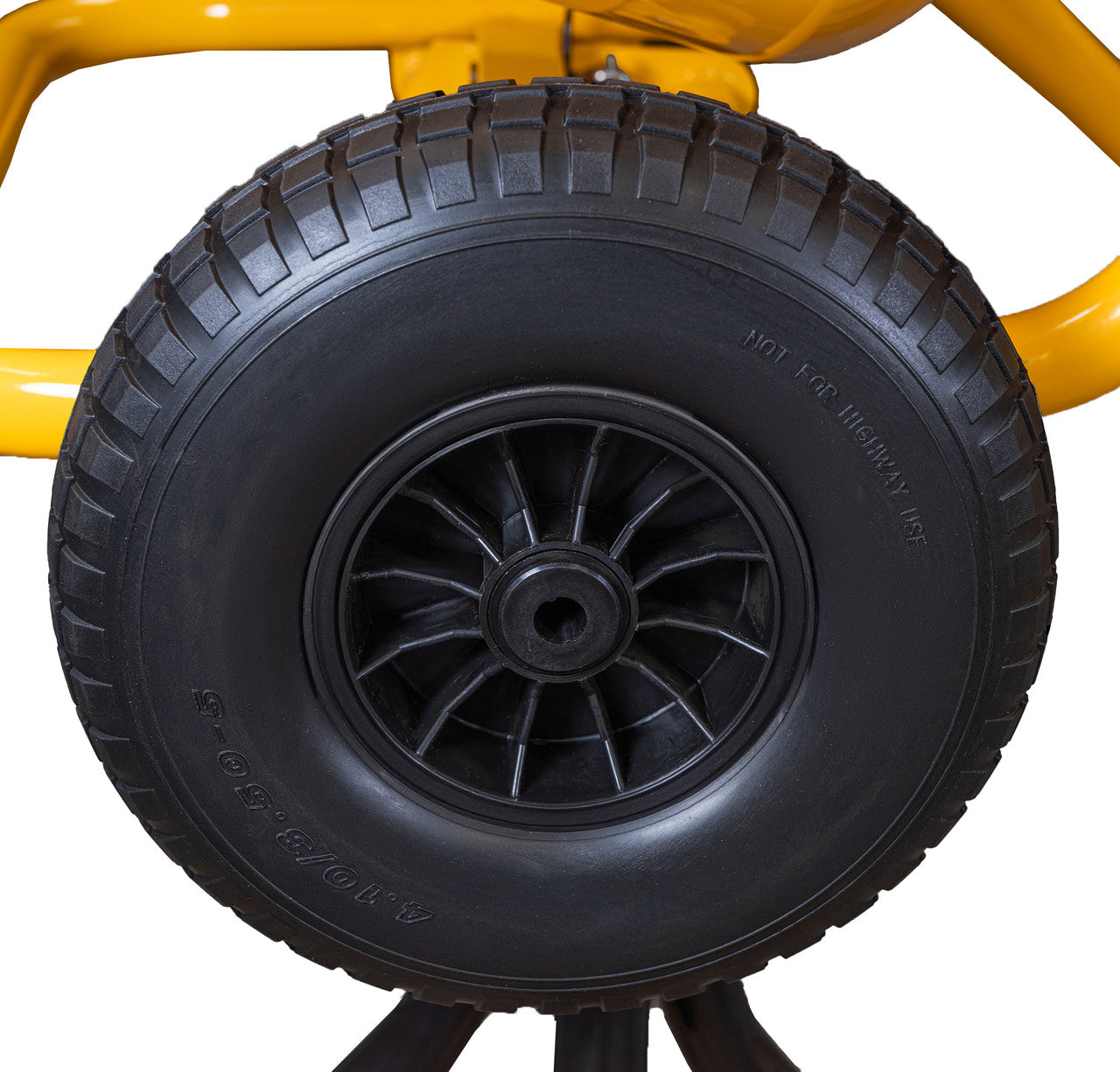 Two 12” Composite Puncture-Proof Wheels: Manoeuvre across site with confidence