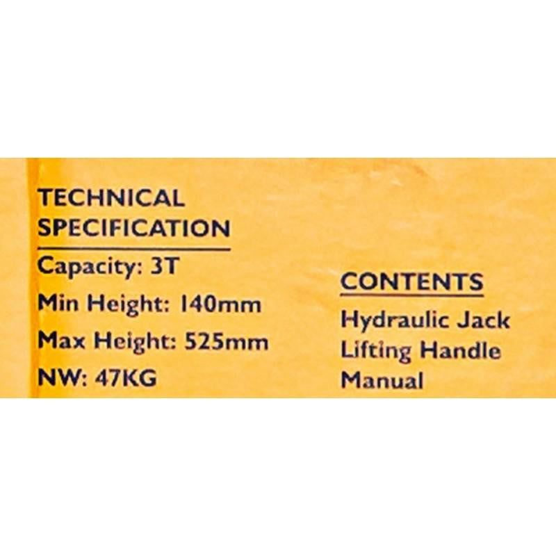 Key Specs of the JCB-T830028Trolley Jack