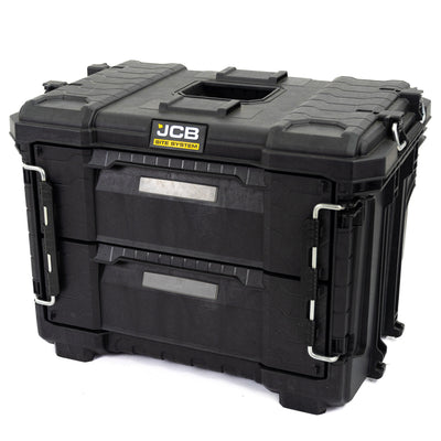 JCB 2 Drawer Site System, 20kg Load, 28L Capacity Tool Storage Box  JCB-SITESYS-2DW