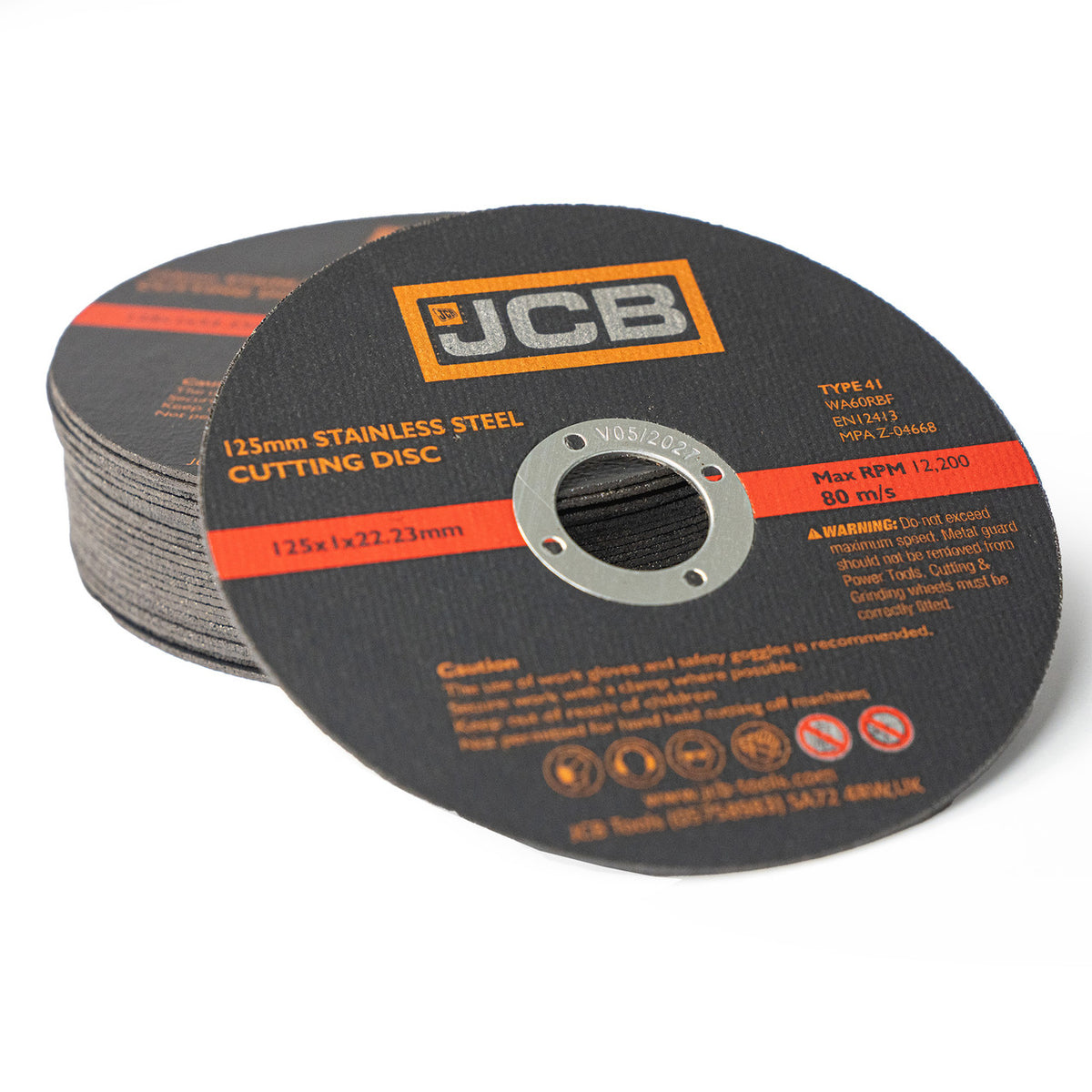 JCB Metal Cutting Discs 125mm (5'') x 1 x 22.23mm, 25 Pack | JCB-SSCUT125-1-25PK
