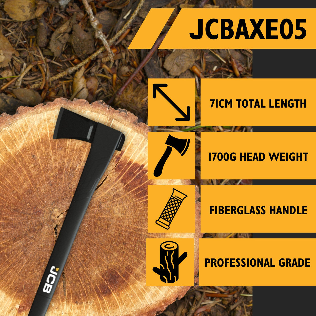 Key features - 71cm Total Length, 1700g Head Weight, Fiberglass Handle, Professional Grade