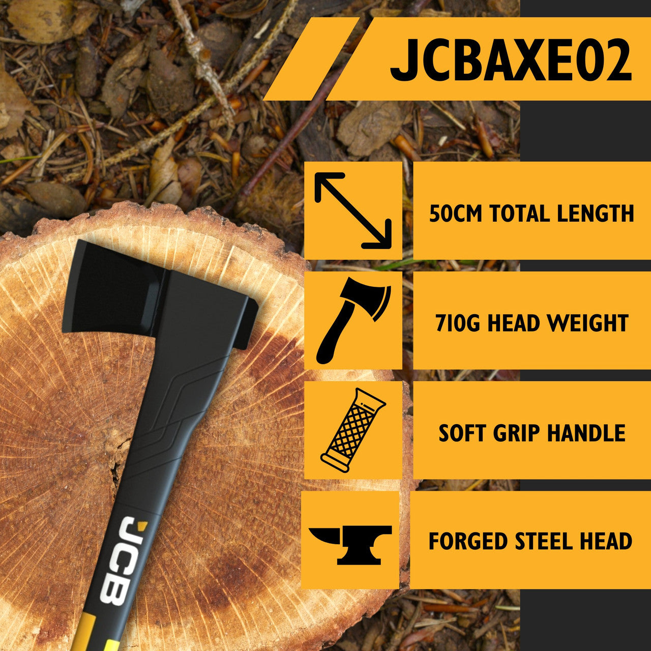 Key Features - 50cm Total Length, 710g Weight, Soft Grip Handle, Forged Steel Head