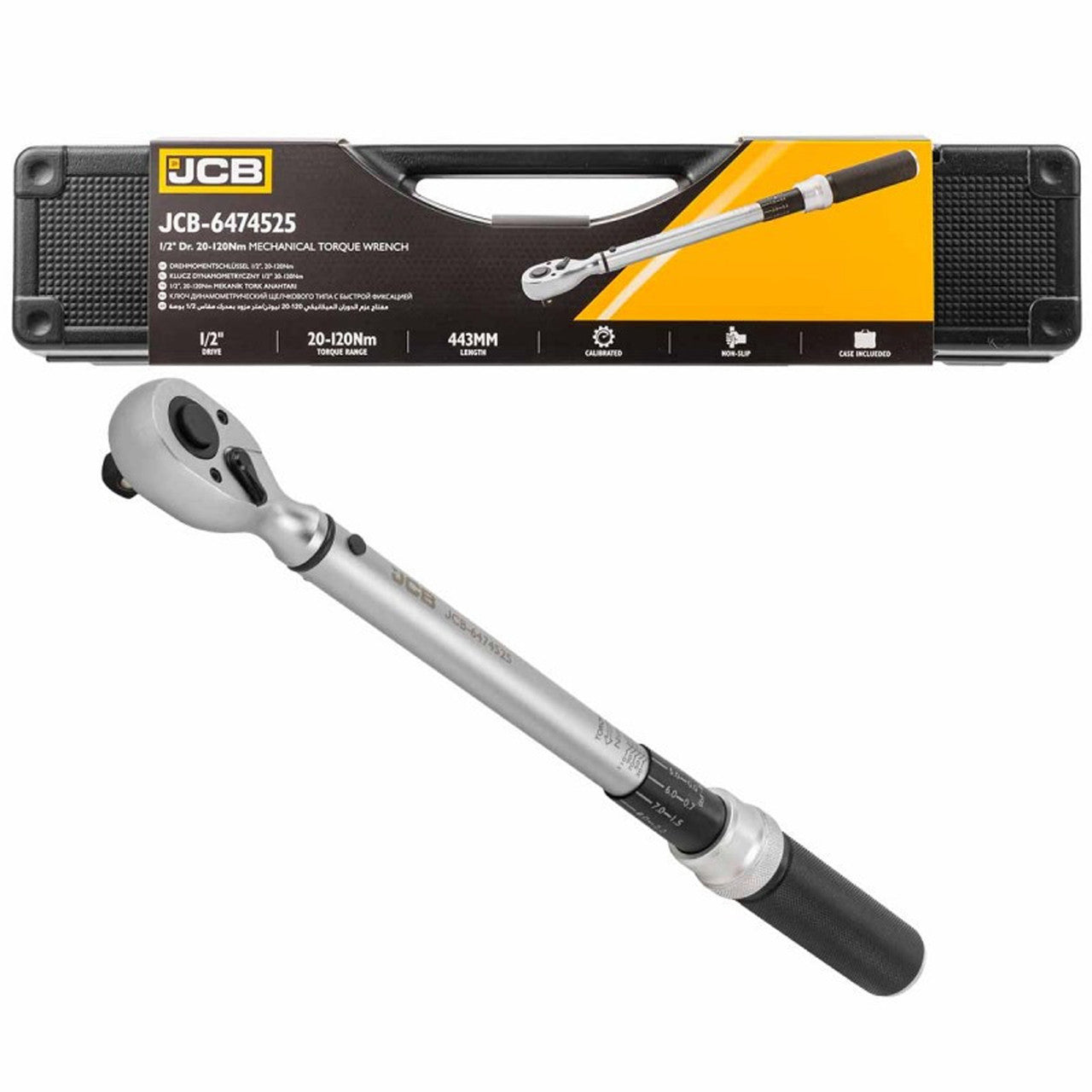 JCB 1/2" Mechanical Torque Wrench, 20-120Nm, Cr-V Steel | JCB-6474525