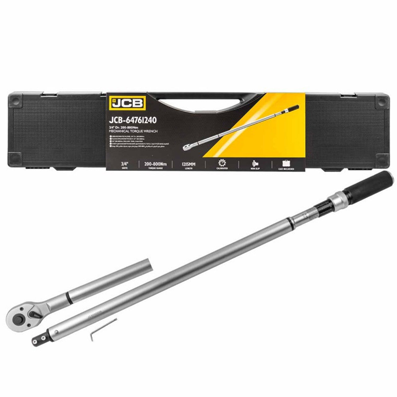 JCB 3/4" Mechanical Torque Wrench, 200–800 Nm, Calibrated and Non-slip, Cr-V Steel | JCB-64761240