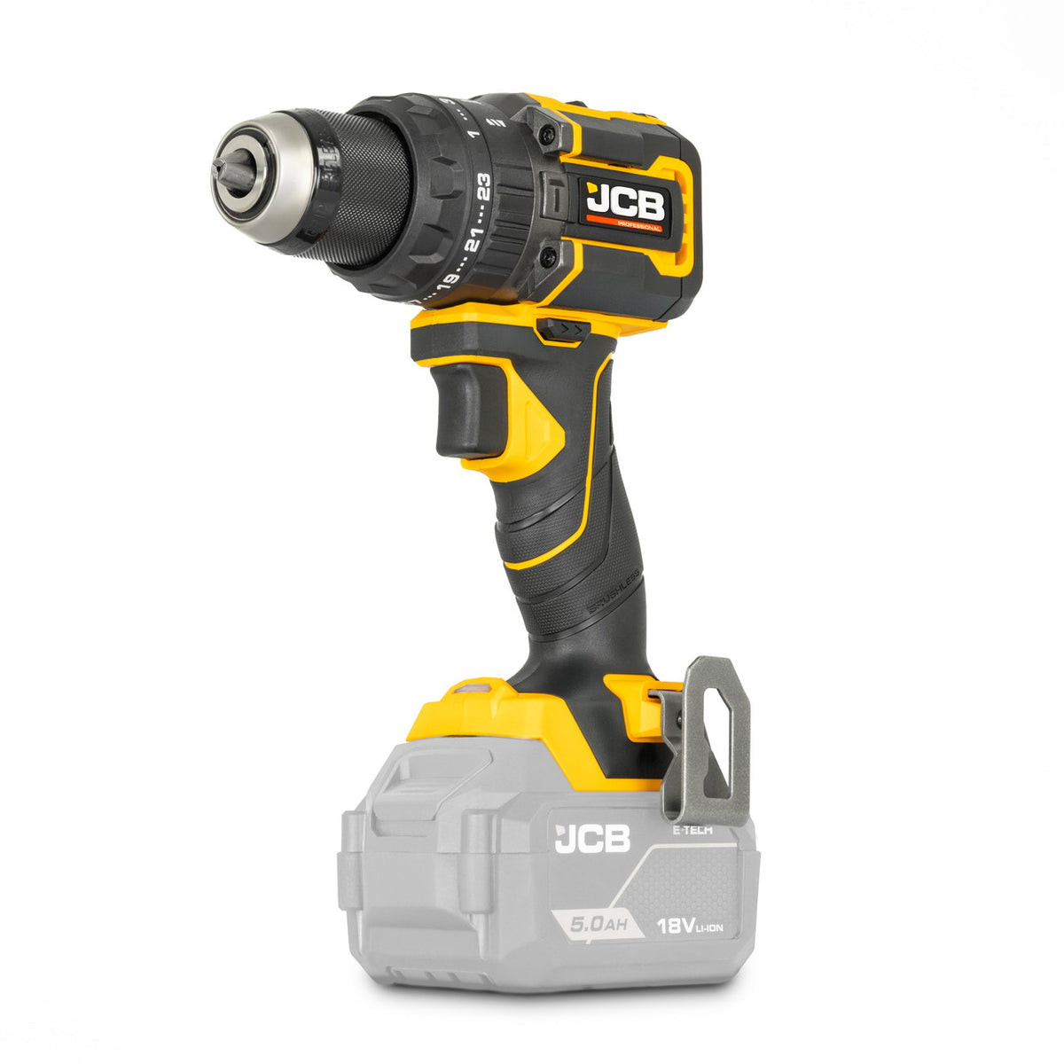 JCB Pro 18V Compact Combi Drill 75Nm, Brushless, 2-Speed, 23+3 Positions & 13mm Metal Chuck (Bare Tool) | JCB-18PCD-75