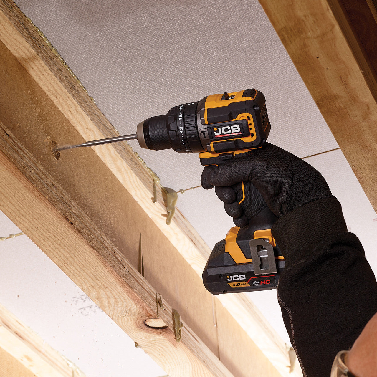 JCB Pro 18V Drill Driver 75Nm, Brushless, 2-Speed, 23+3 Positions & 13mm ROHM Keyless Chuck (Bare Tool) | JCB-18PDD-75