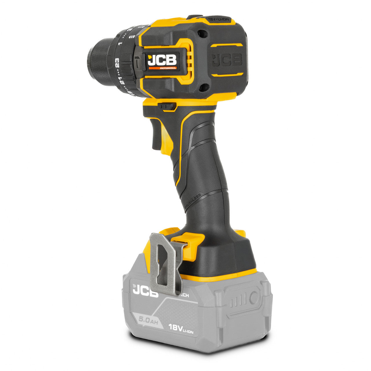 JCB Pro 18V Drill Driver 75Nm, Brushless, 2-Speed, 23+3 Positions & 13mm ROHM Keyless Chuck (Bare Tool) | JCB-18PDD-75