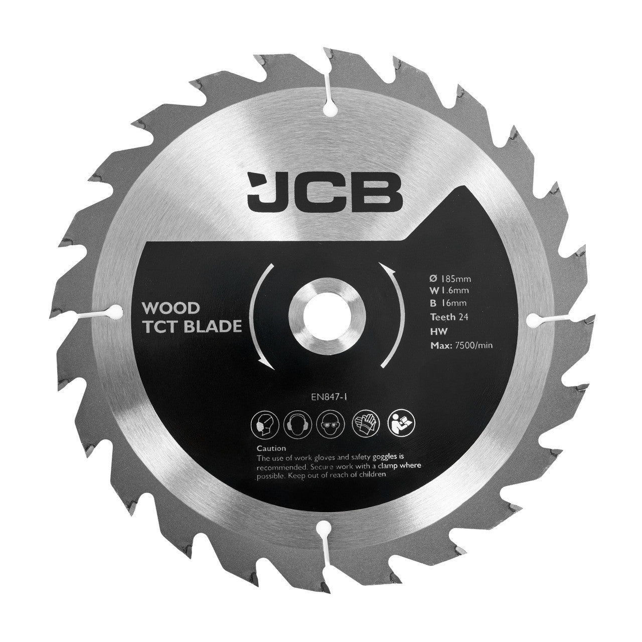 JCB Pro 18V Circular Saw 185mm, 60mm Cut Depth, Aluminium Base, Incl. 2 Blades (Bare Tool) | JCB-18PCS-185