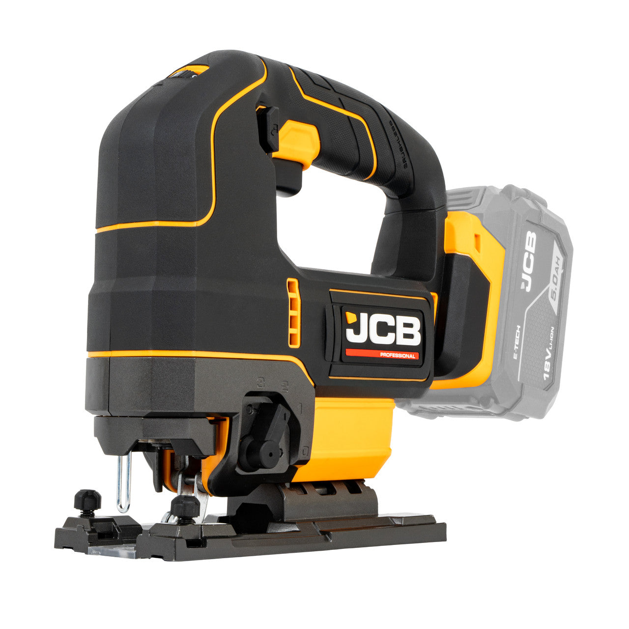 JCB Pro 18V Jigsaw, 135mm Cut, Brushless Motor, 4-Stage Pendulum Action (Bare Tool) | JCB-18PJS-DG
