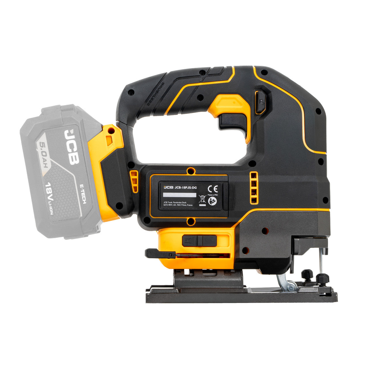 JCB Pro 18V Jigsaw, 135mm Cut, Brushless Motor, 4-Stage Pendulum Action (Bare Tool) | JCB-18PJS-DG