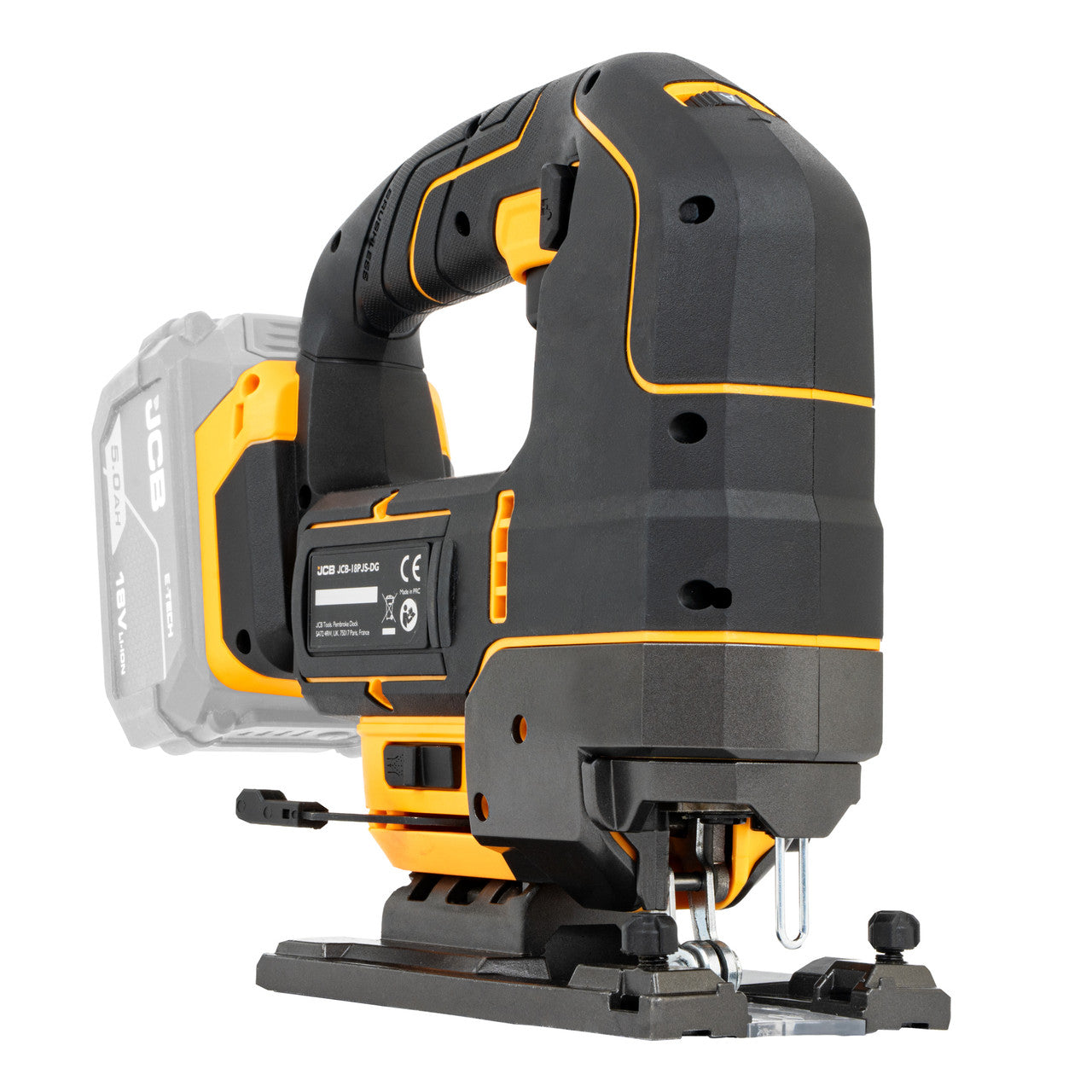 JCB Pro 18V Jigsaw, 135mm Cut, Brushless Motor, 4-Stage Pendulum Action (Bare Tool) | JCB-18PJS-DG