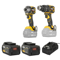 JCB Pro 18V Kit, 75Nm Combi Drill, Impact Driver, 2x 5.0Ah Batteries & 4.5A Fast Charger (in Carry Case) | JCB-18PKIT-2