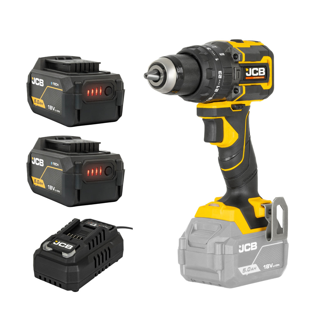 JCB Professional 18V Brushless Combi Drill, 75Nm, 2x 5.0Ah & Charger ...