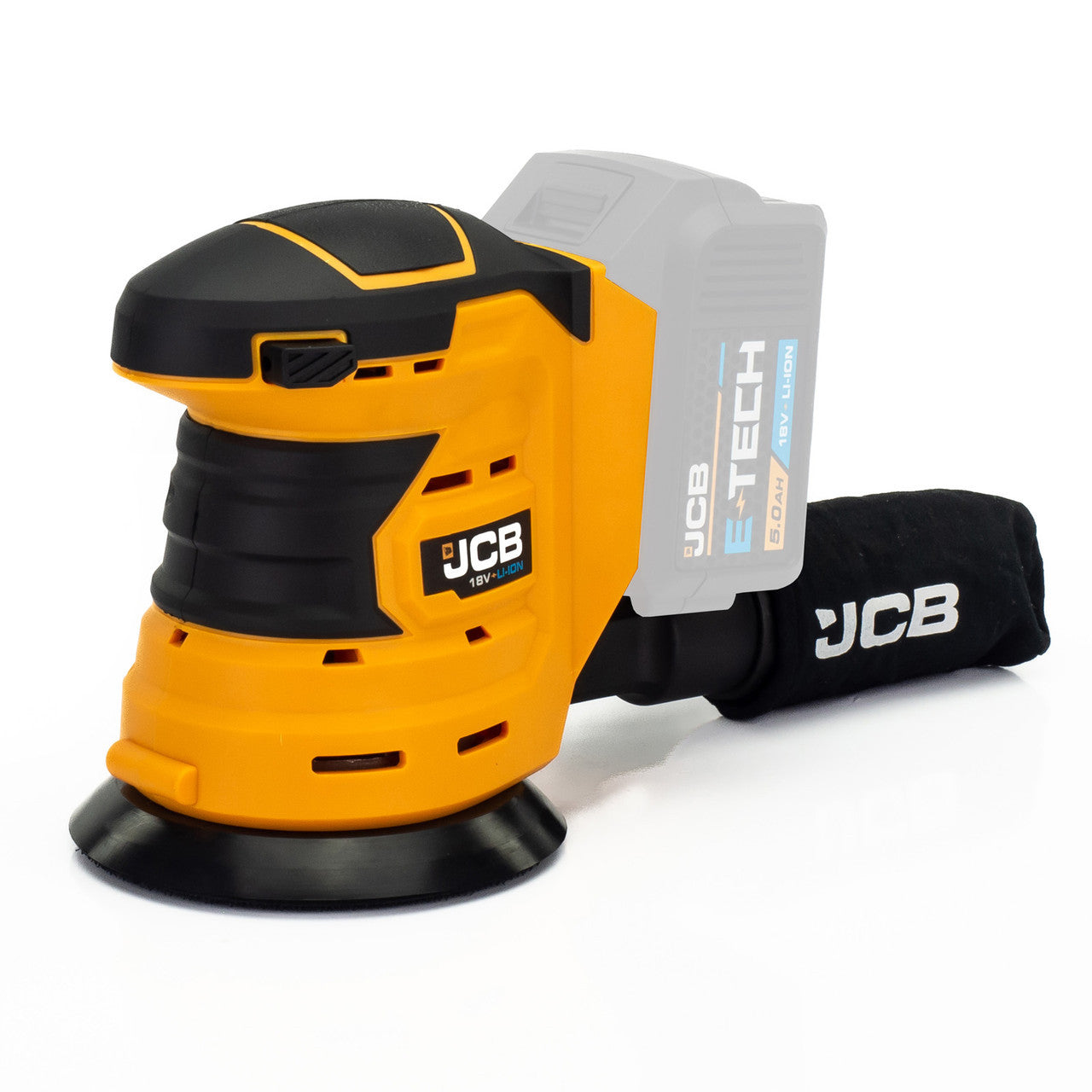 JCB Cordless Random Orbital Sander 125mm 5'', 2.0-5Ah Li-ion Battery, Dust Bag and Accessories | 21-18OS-B - 21-18OS-B (Bare Unit)