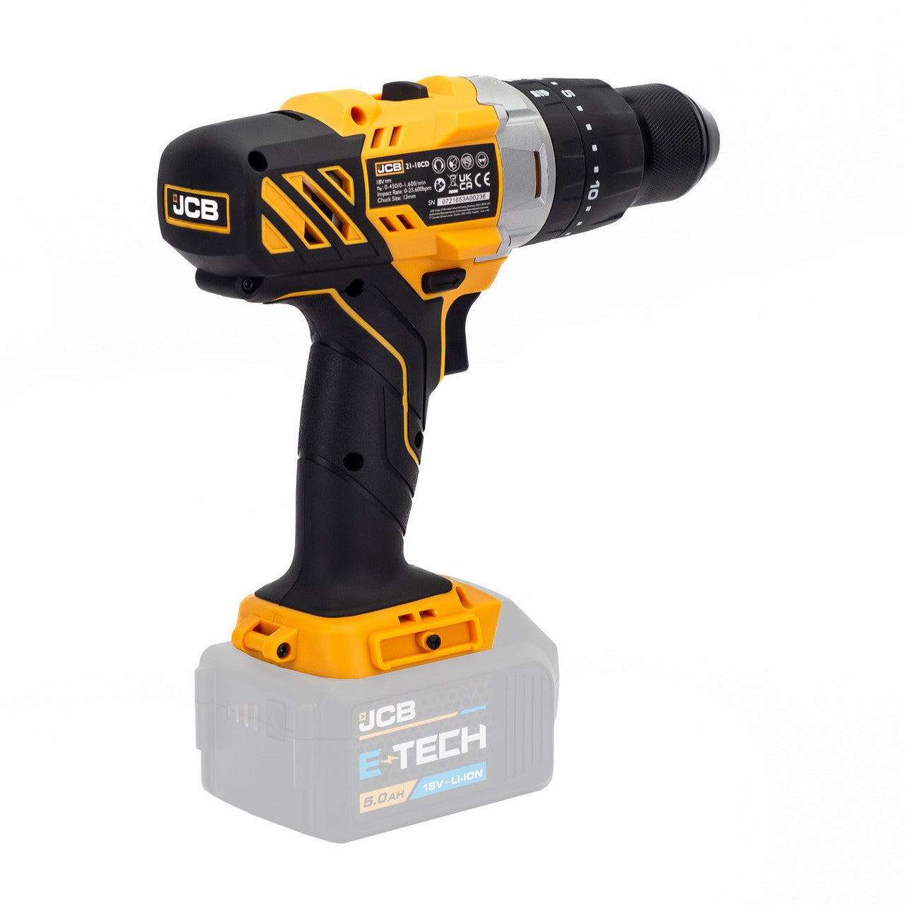 JCB 18V 45Nm Combi Drill, Variable Speed, 2-5Ah Li-ion Battery | 21-18CD-B - Bare Unit