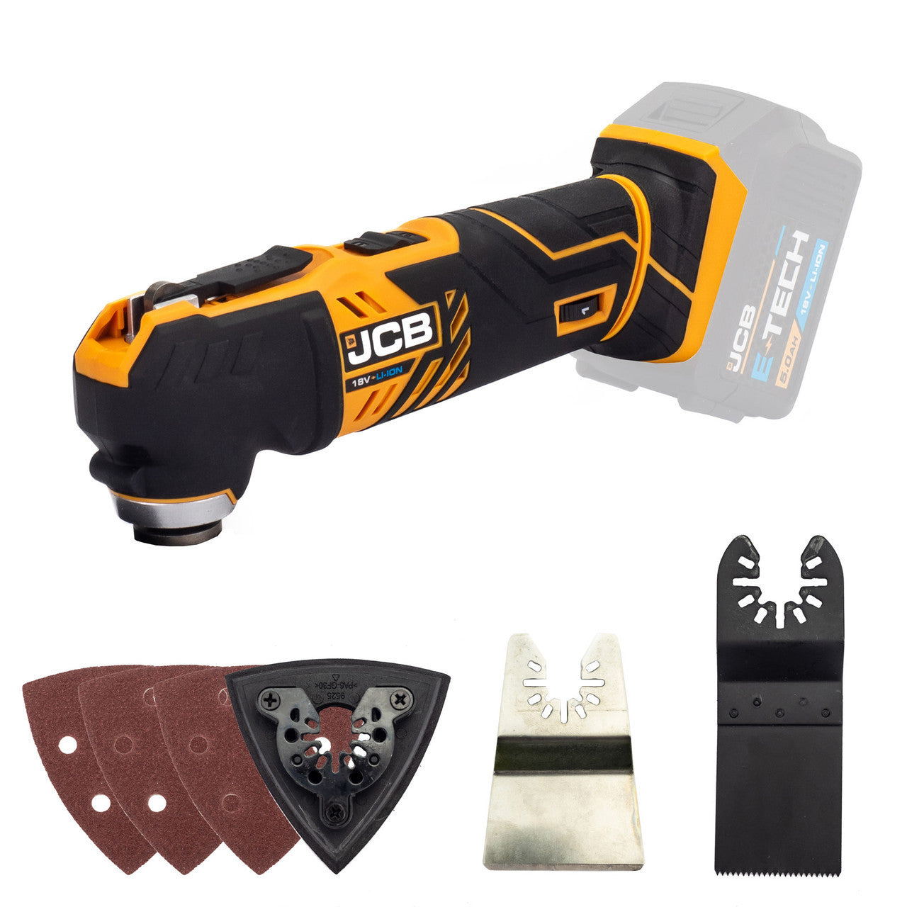 JCB 18V Cordless Multi-Tool, 2-5.0AH Li-Ion Battery Options, Quick Change Blade | 21-18MT-B - Bare Unit