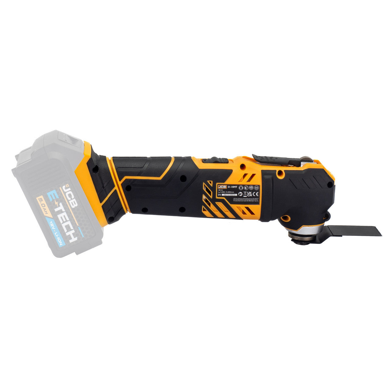 JCB 18V Cordless Multi-Tool, 2-5.0AH Li-Ion Battery Options, Quick Change Blade | 21-18MT-B - Bare Unit