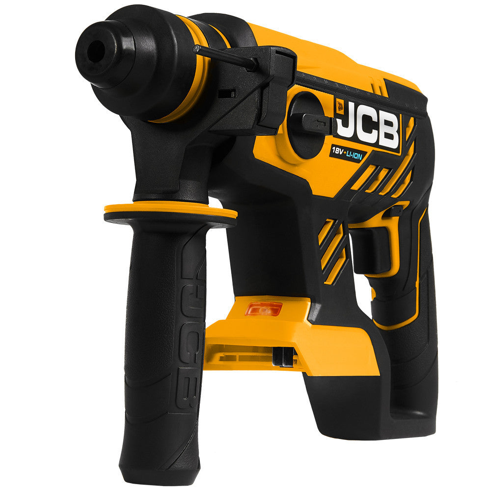 JCB 18V 1.7J Brushless SDS Rotary Compact Hammer Drill, 2-5Ah Li-ion Battery, 4x SDS Bits, Keyless and SDS Plus Chuck | 21-18BLRH-B - Bare Unit