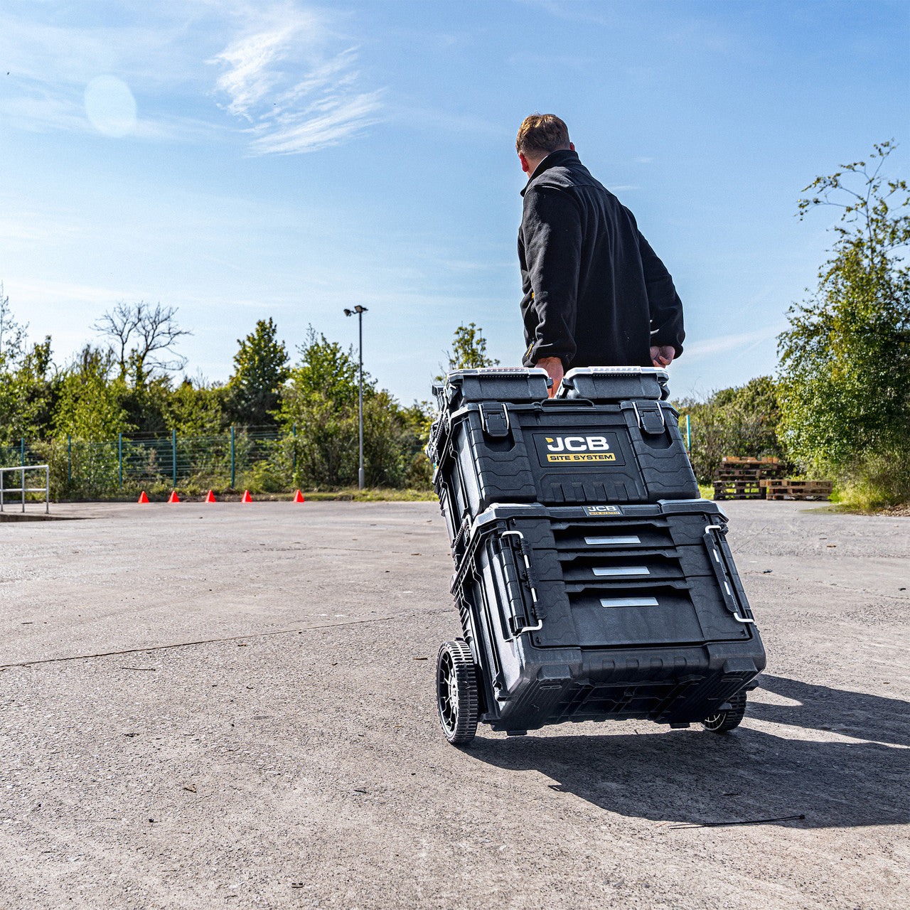 JCB Site System 3-Drawer Rolling Tool Box, 9" Wheels, 26.4L / 15kg Capacity | JCB-SITESYS-C3D