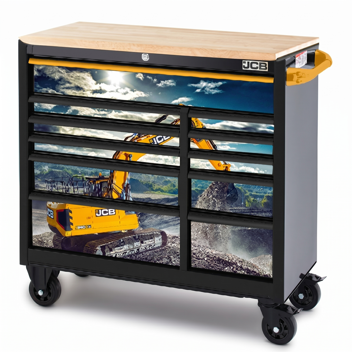 42 Roller Tool Cabinet 11 Drawers Steel Hardwood Worktop Excavator Wrap JCBEXCRCBB