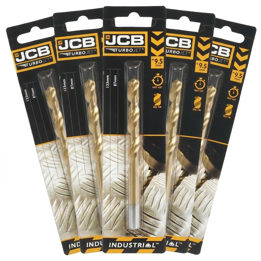 JCB 9.5 x 133mm 7 Point HSS Drill Bit TurboJet (5 Pack) | 5055803318819-X5