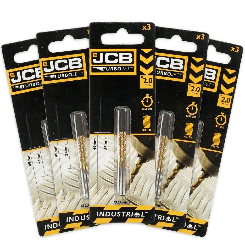JCB 2 x 49mm 7 Point HSS Drill Bit Set of 3 TurboJet (5 Pack) | 5055803318666-X5