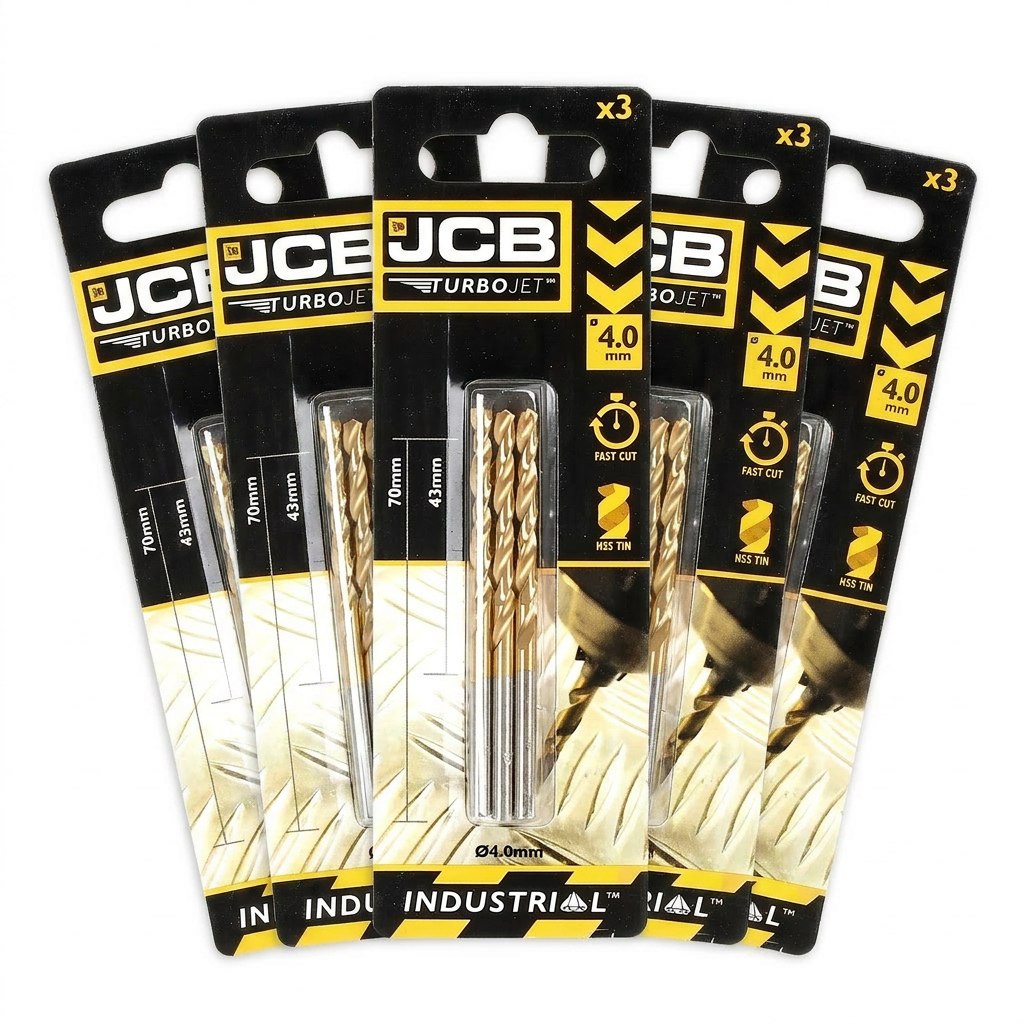 JCB 4 x 70mm 7 Point HSS Drill Bit, Set of 3 TutboJet (5 Pack) | 5055803318703-X5