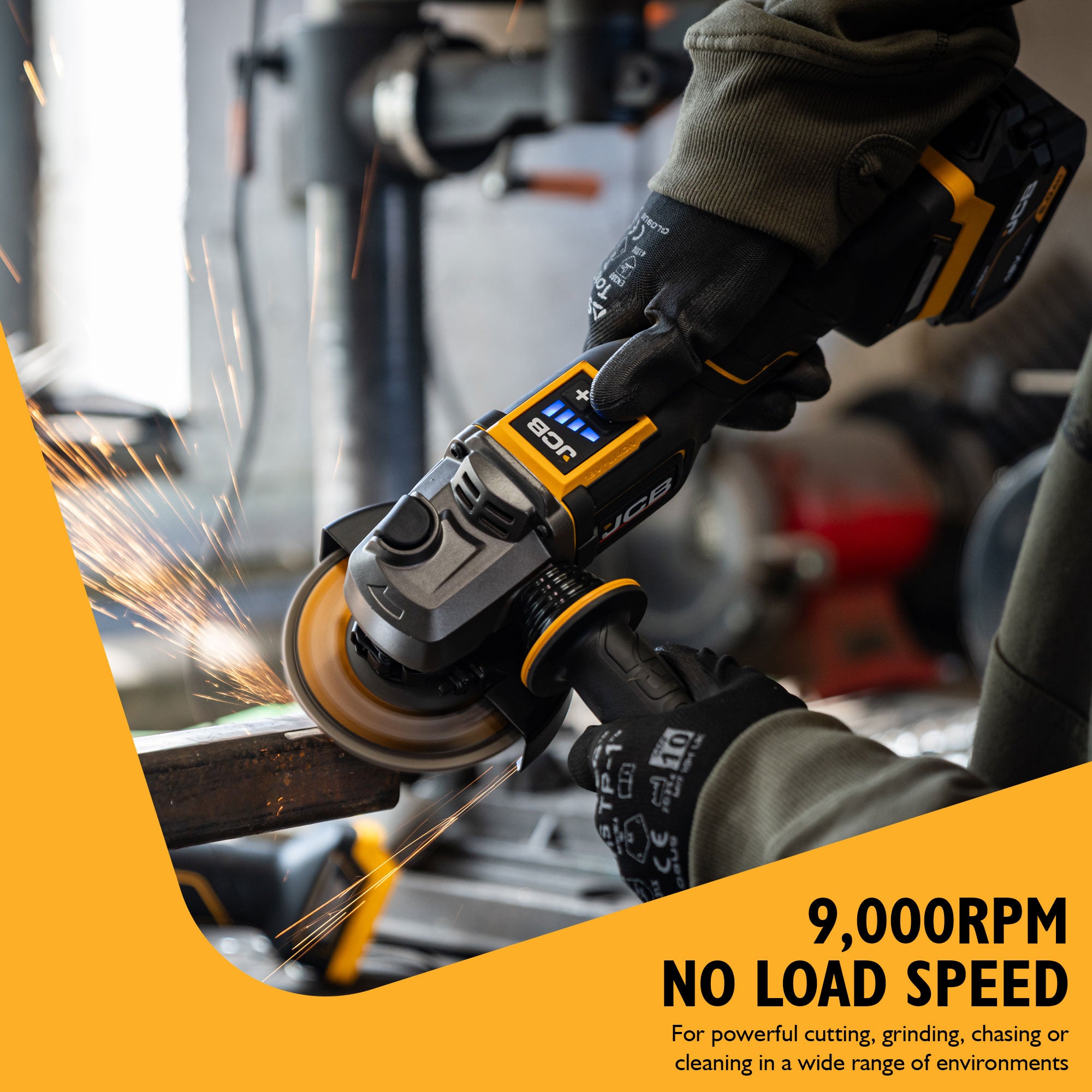 JCB Pro 18V 5-Piece Pro Kit, Combi Drill (160Nm), Impact Driver (230Nm), Circular Saw (185mm), Angle Grinder (115mm), Jigsaw, 2x2Ah & 2x5Ah Batteries, Dual 4.5A Fast Charger & Soft Tool Bag | JCB-18PKIT-8