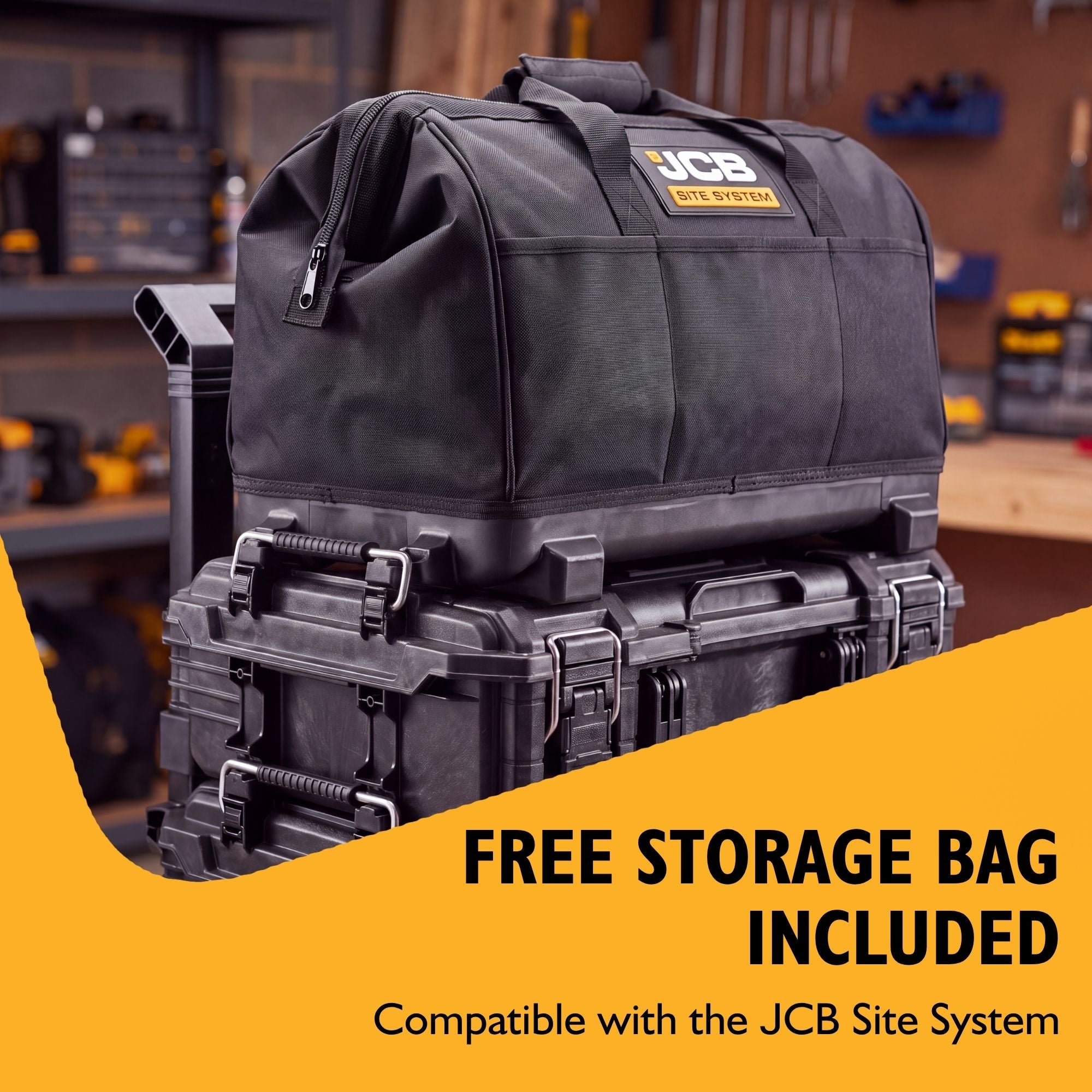 JCB Pro 18V 5-Piece Pro Kit, Combi Drill (160Nm), Impact Driver (230Nm), Circular Saw (185mm), Angle Grinder (115mm), Jigsaw, 2x2Ah & 2x5Ah Batteries, Dual 4.5A Fast Charger & Soft Tool Bag | JCB-18PKIT-8