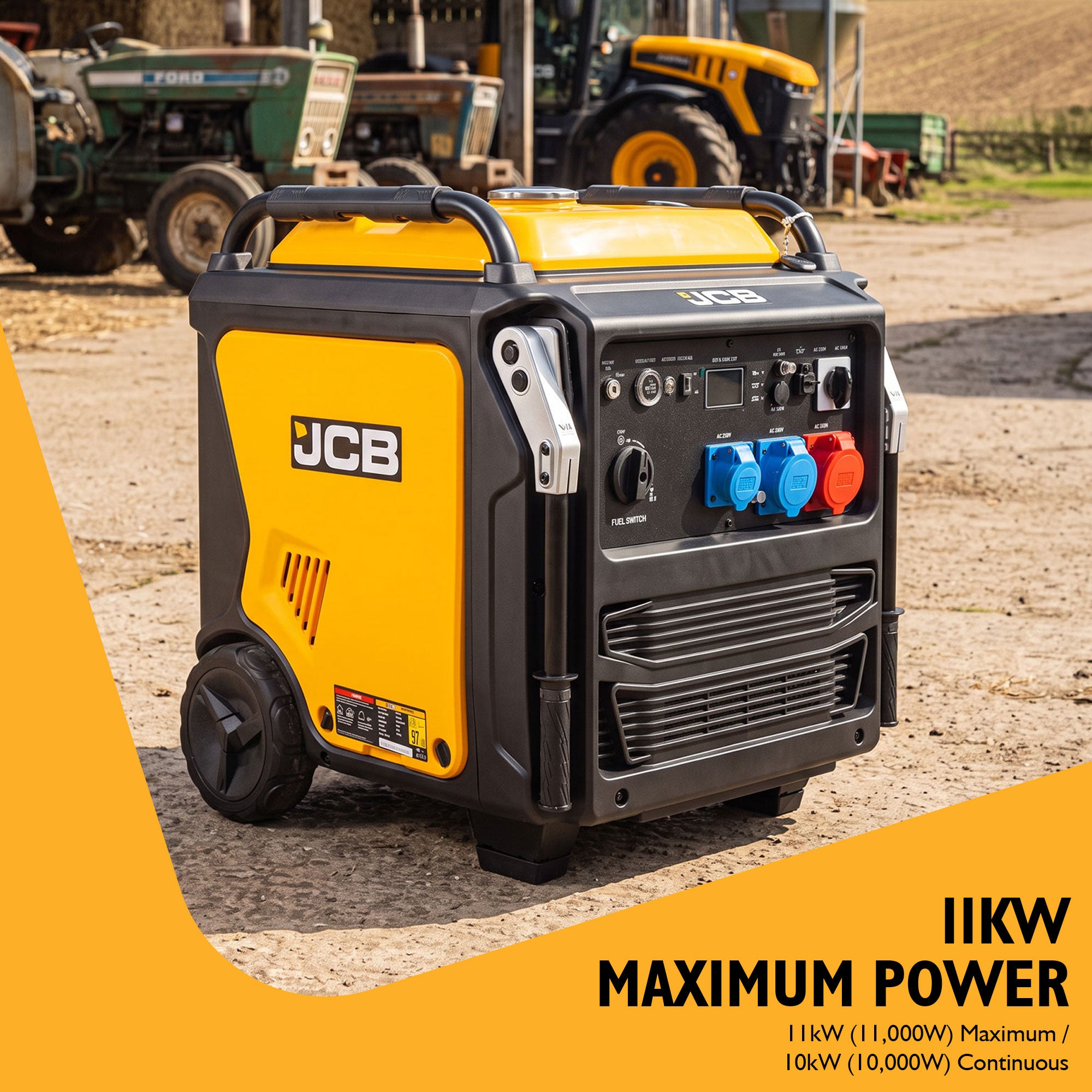 JCB, 11kW Three-Phase Inverter Generator, 400V/230V, Remote Start | JCB-IG12000DVE-3