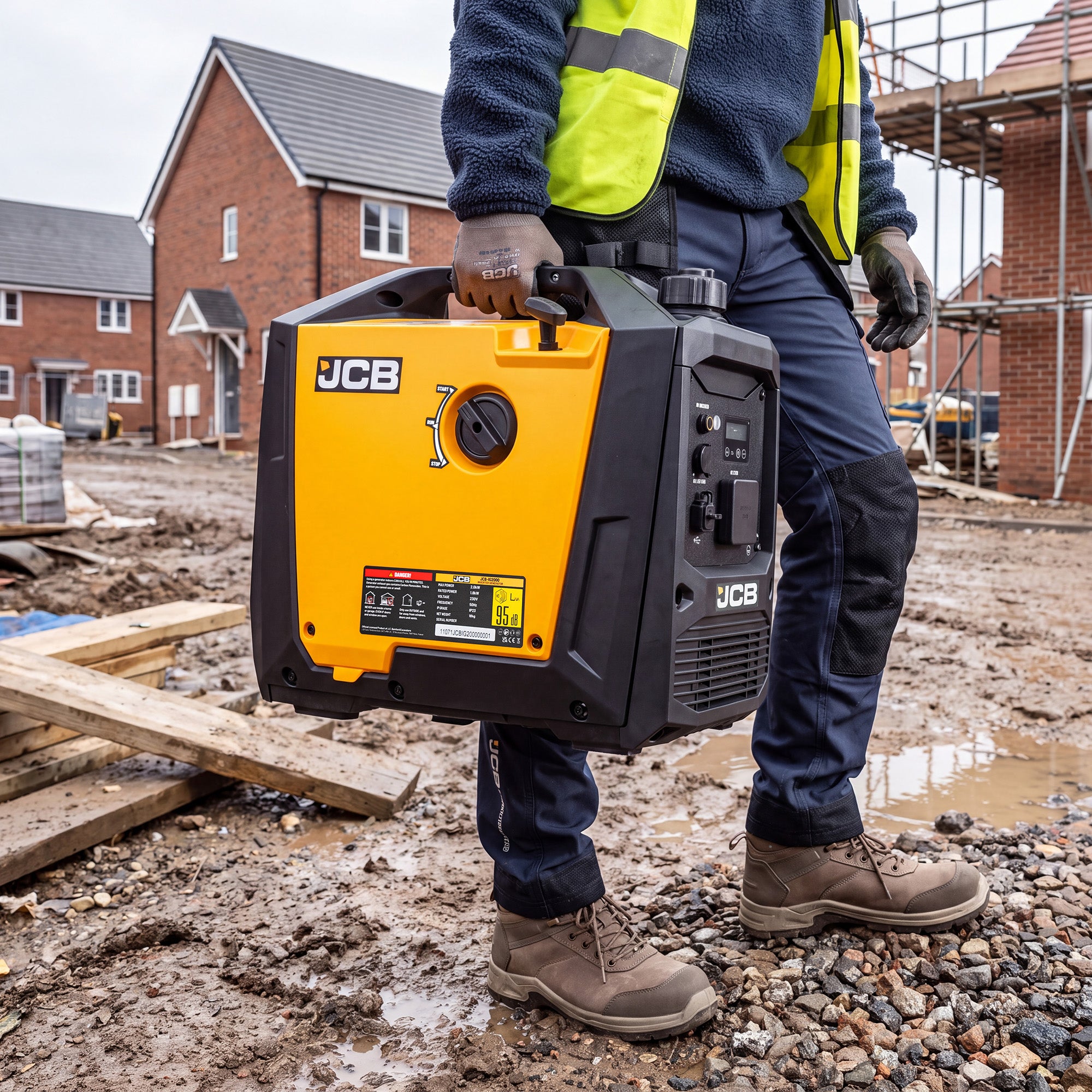 JCB 2000W, 2kW Inverter Generator, Pure Sine Wave, Quiet & Lightweight | JCB-IG2000
