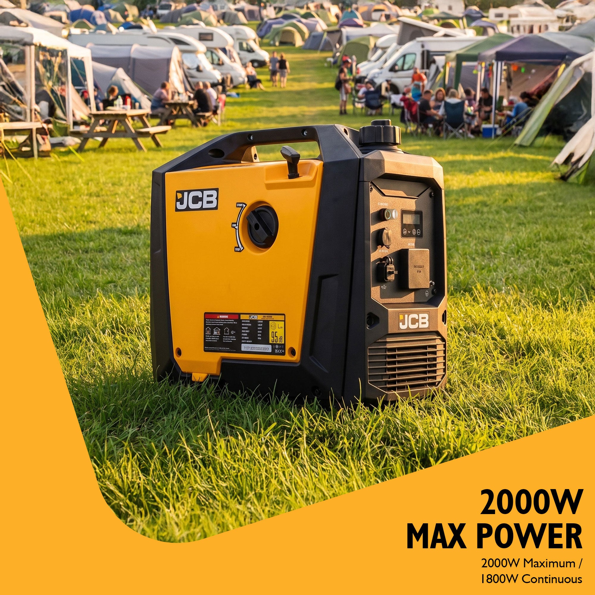 JCB 2000W, 2kW Inverter Generator, Pure Sine Wave, Quiet & Lightweight | JCB-IG2000