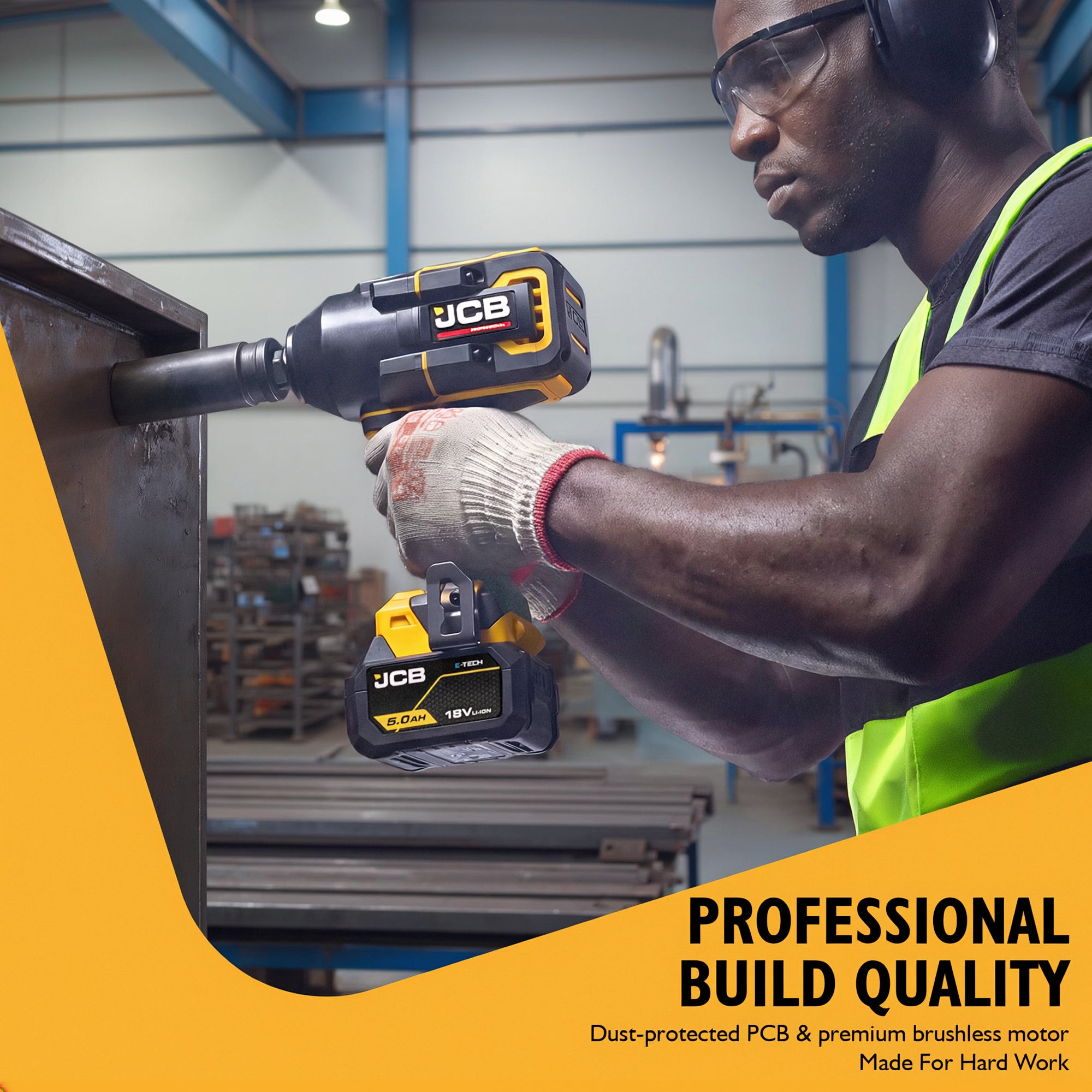 JCB Pro 2,000Nm 3/4" Impact Wrench, Brushless, 1,800Nm Fastening Torque | JCB-18PIW-2000