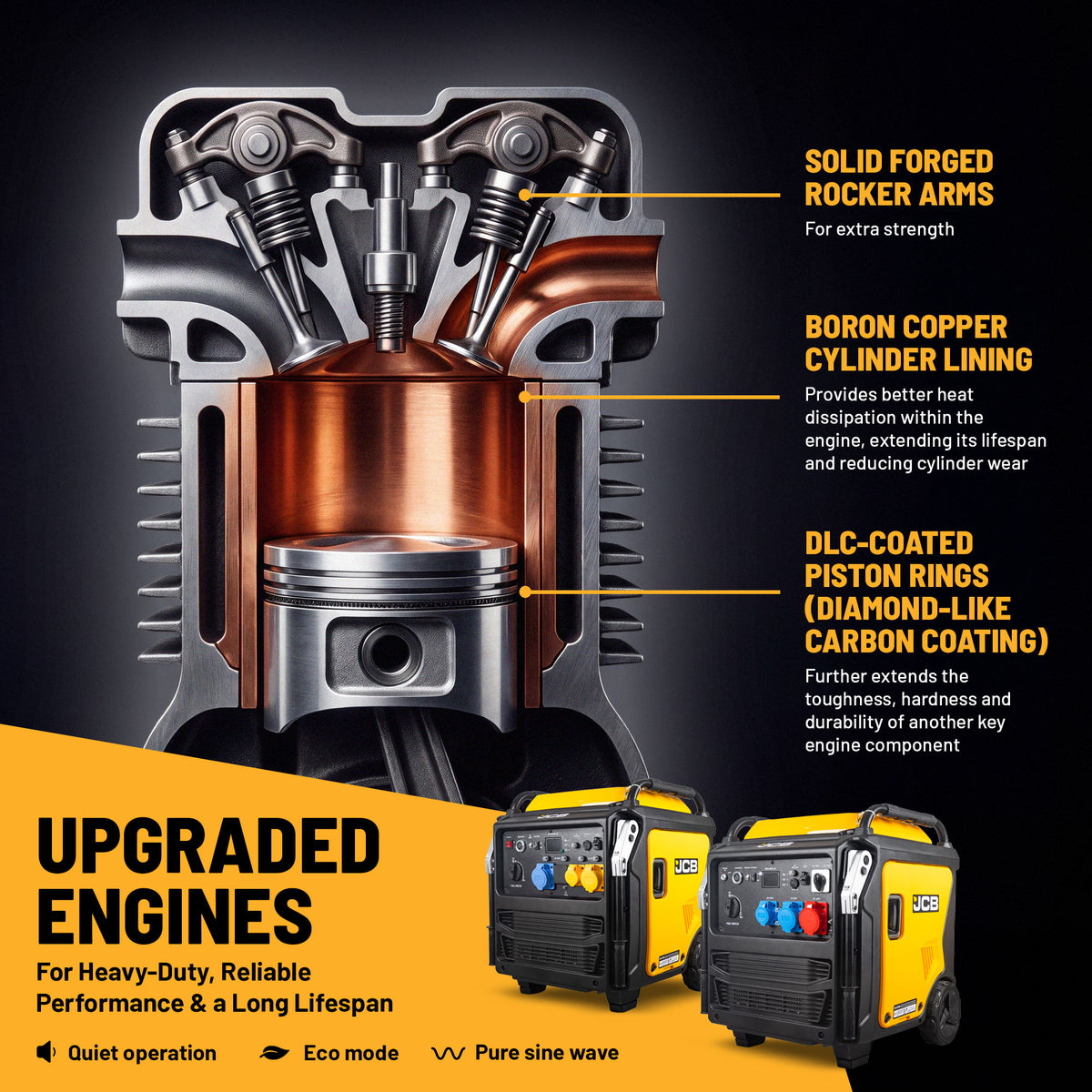 JCB, 11kW Dual-Voltage Inverter Generator, Remote Start, Wheels | JCB-IG12000DVE