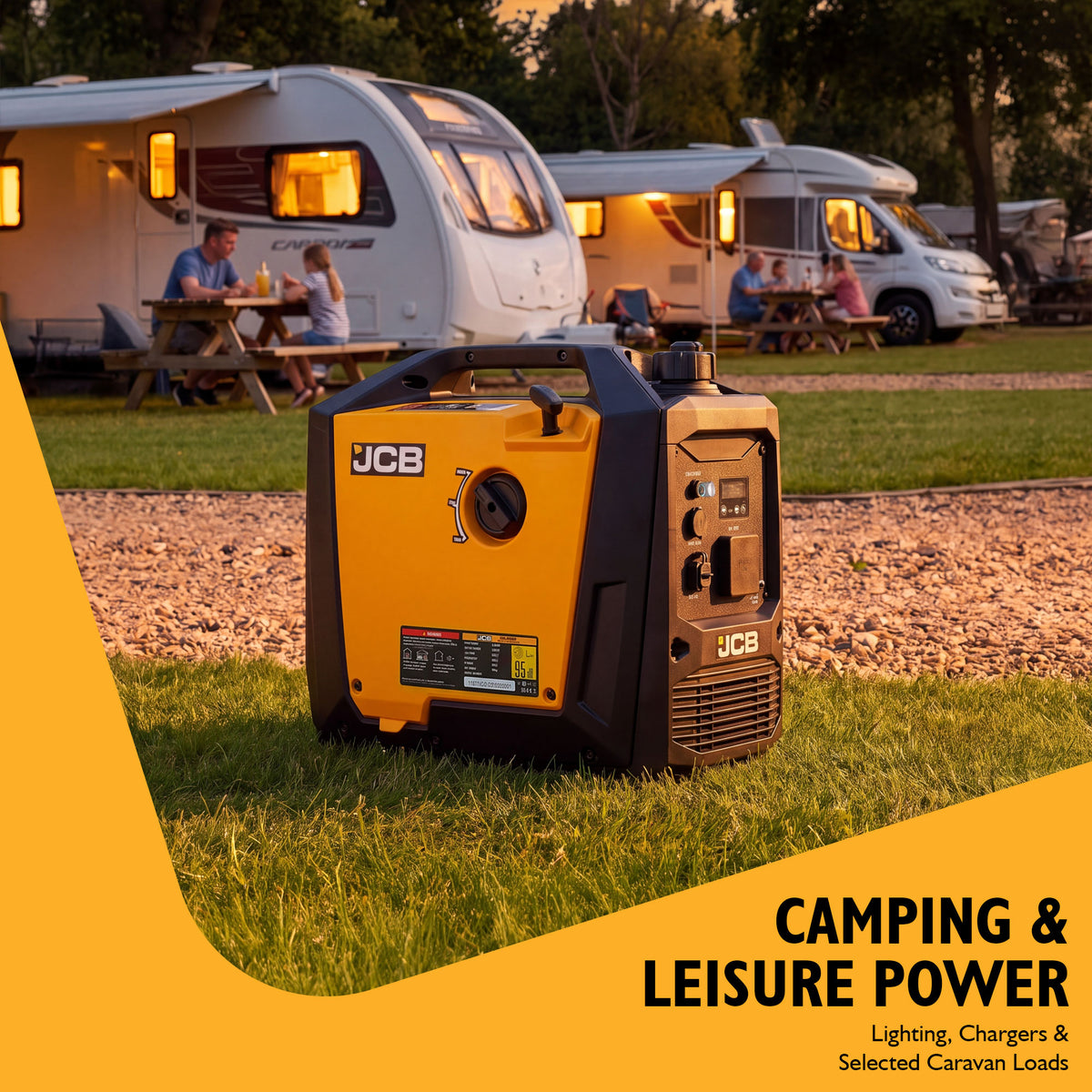 JCB 2000W, 2kW Inverter Generator, Pure Sine Wave, Quiet & Lightweight | JCB-IG2000