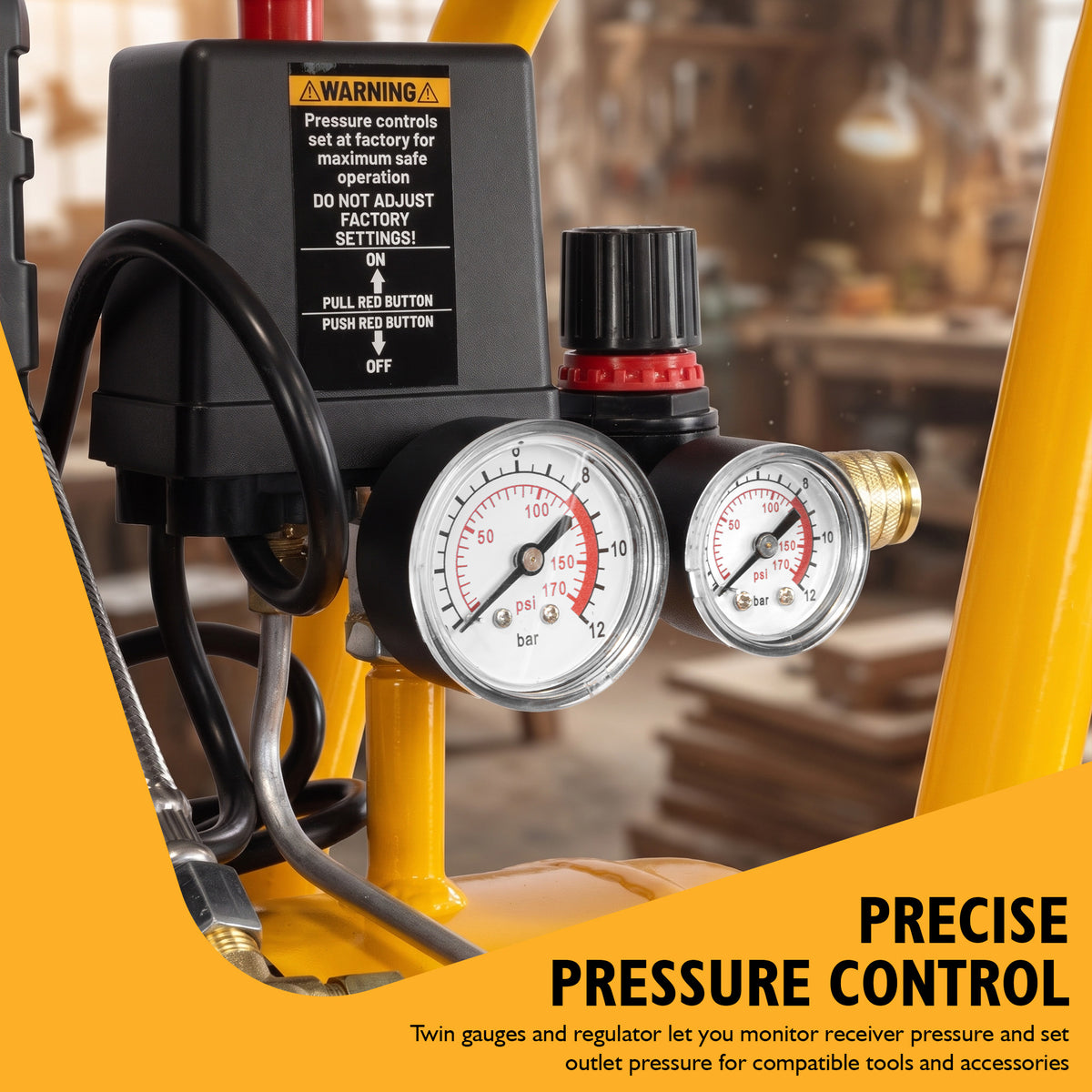 JCB Silent Pro 50L Oil-Free Air Compressor, 8 Bar & 300L/min Displacement | JCB-OFAC-50H
